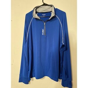Reebok Mens large Royal Blue Quarter Zip Pullover Long Sleeve Athletic Shirt